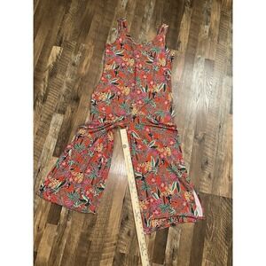 Cuddl Duds Wide Leg v-Neck Jumpsuit Buttery Soft Animal Kingdom Jungle small